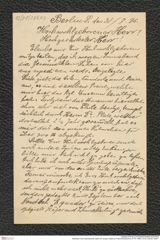 Nachlass Franz Steindachner, Brief von Gustav Hopke an Franz Steindachner (31.07.1896), Inv.Nr. 238.02, Seite 1